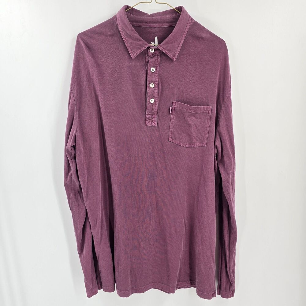 Johnnie-O Hanging Out West Coast Prep Polo Shirt Long Sleeve Polo L Purple